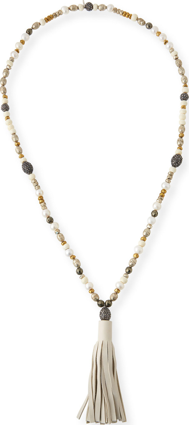 Hipchik Couture Capri Beaded Leather Tassel Necklace