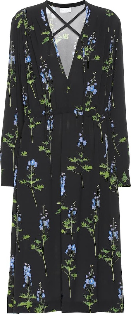 Dries Van Noten Floral stretch-crêpe midi dress