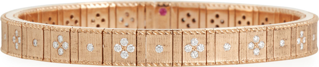 Roberto Coin 18k Rose Gold Flexible Diamond Princess Bracelet