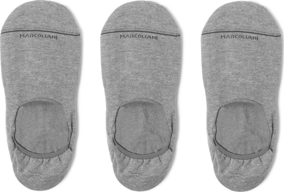 Marcoliani Three-Pack Stretch Cotton-Blend No-Show Socks