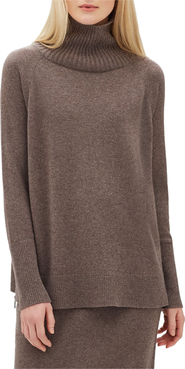 Lafayette 148 New York Cashmere Side-Zip Raglan Turtleneck Sweater