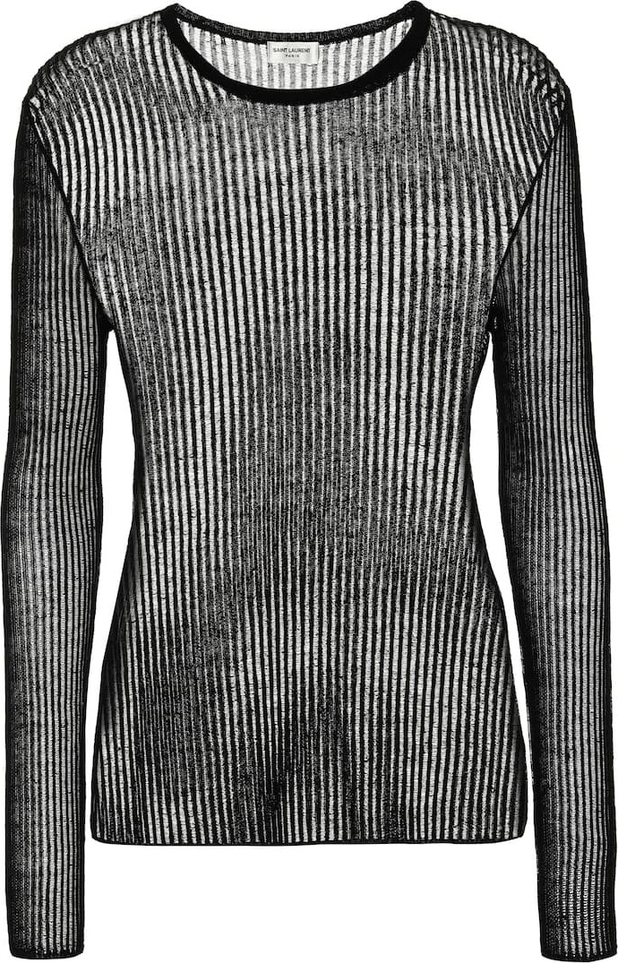 Saint Laurent Ribbed linen and silk top