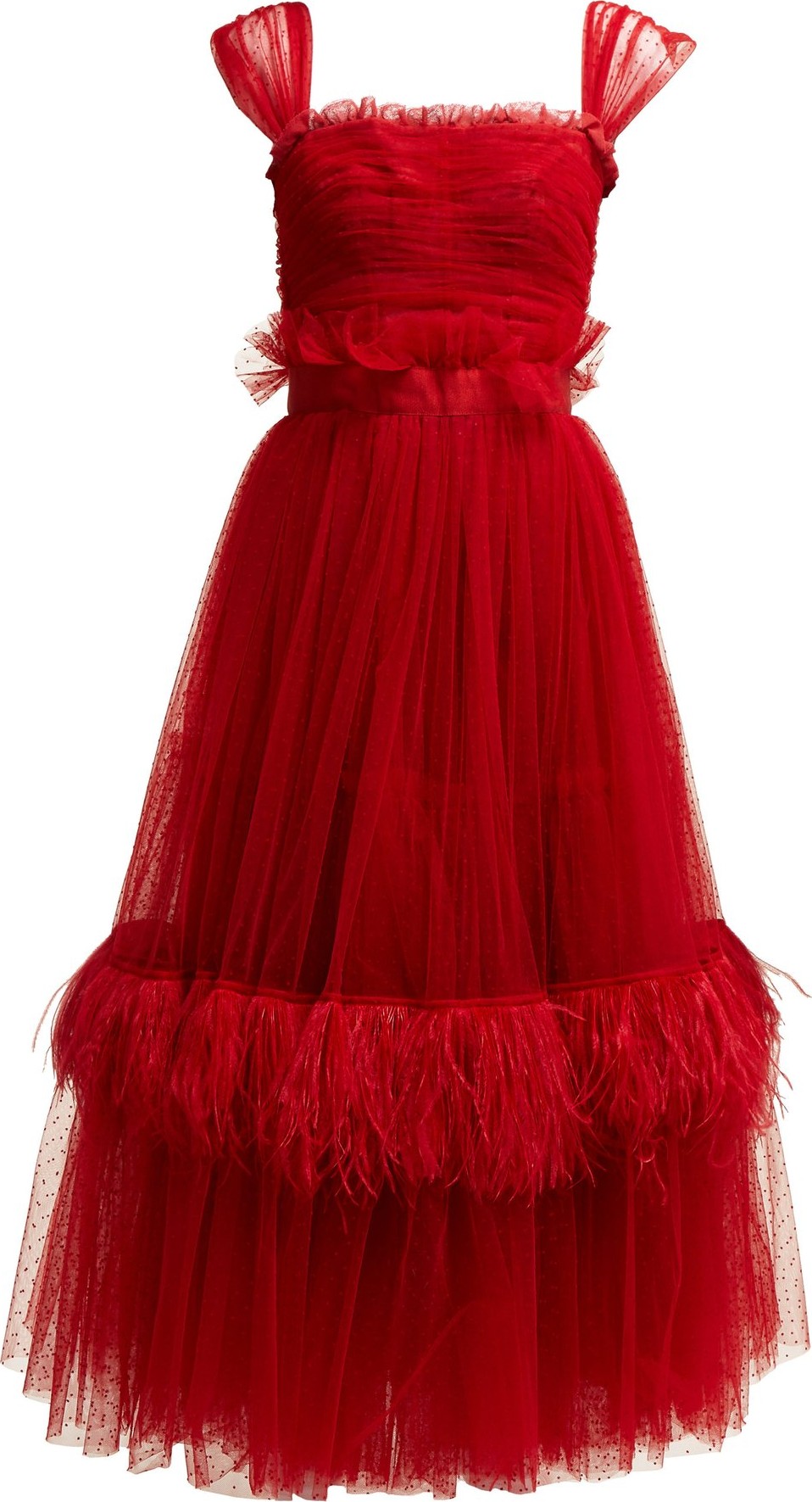 Dolce & Gabbana Ruffle-trimmed tulle & feather gown