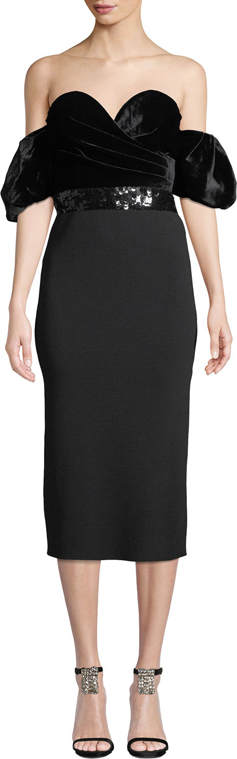Sachin & Babi Stassi Velvet & Knit Body-Con Dress