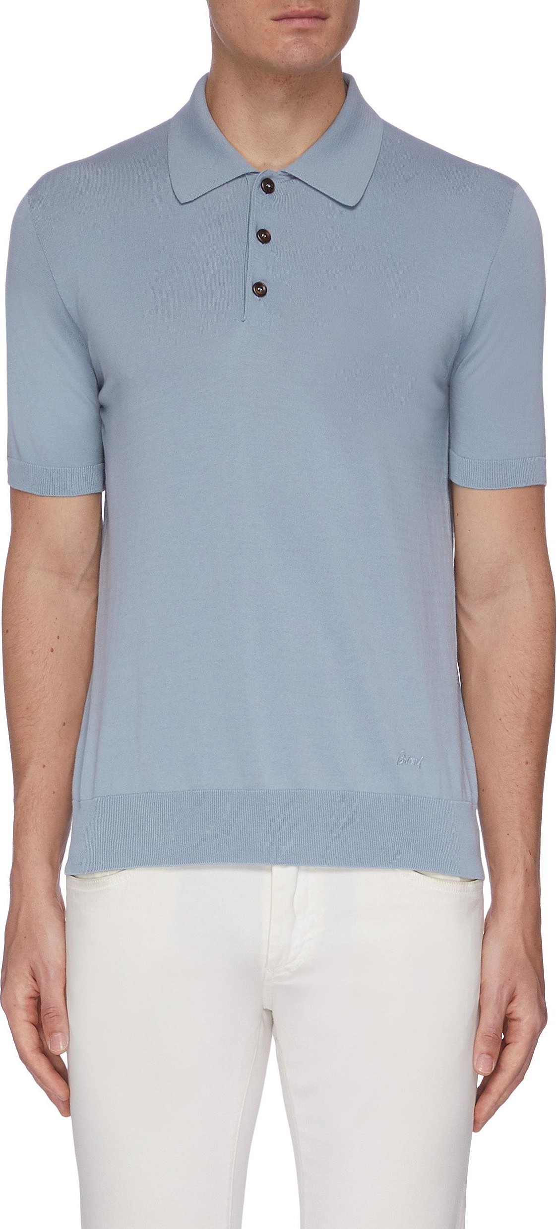 Brioni Logo embroidered cotton polo