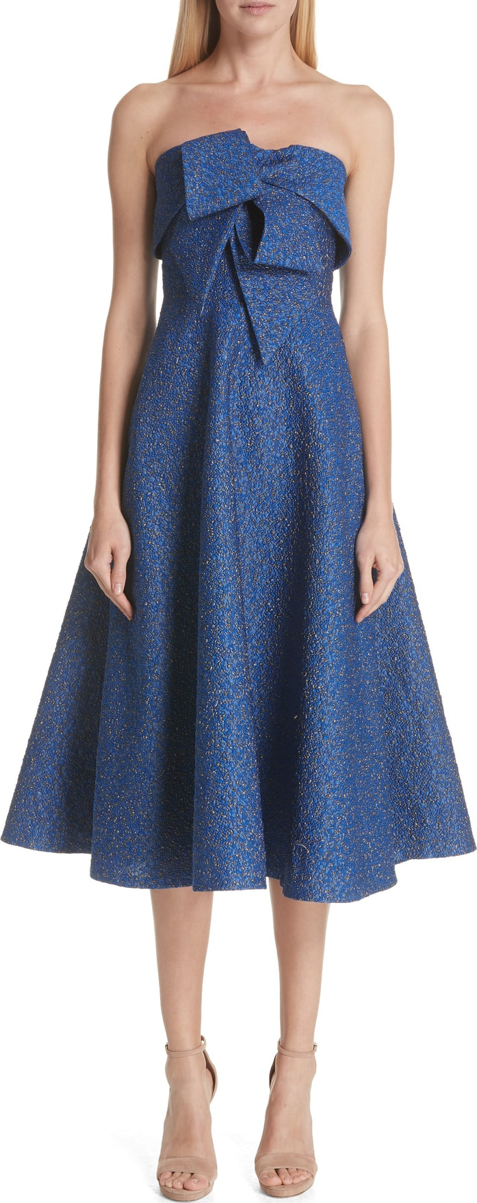 Lela Rose Pebble Brocade Fit & Flare Dress