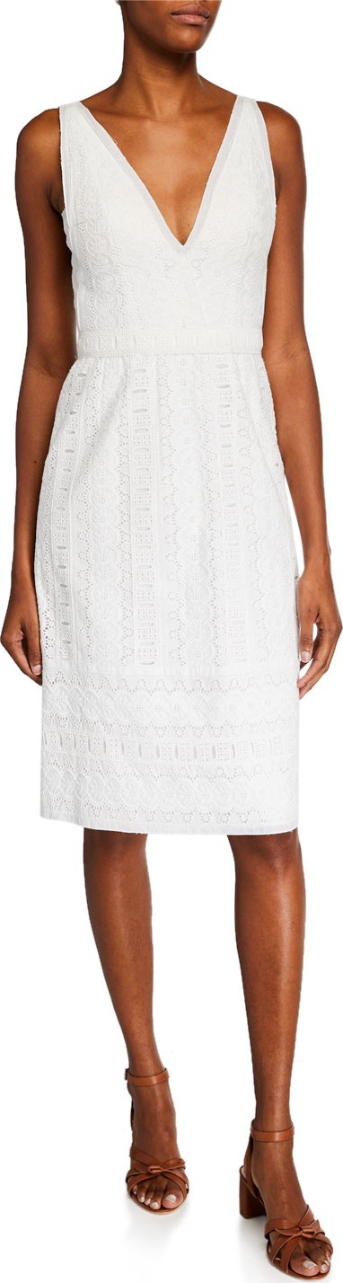 Catherine Deane Mateo V-Neck Sleeveless Cotton Lace Dress