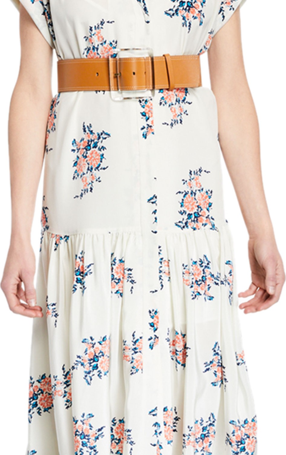 Veronica Beard Corin Square-Buckle Leather Belt