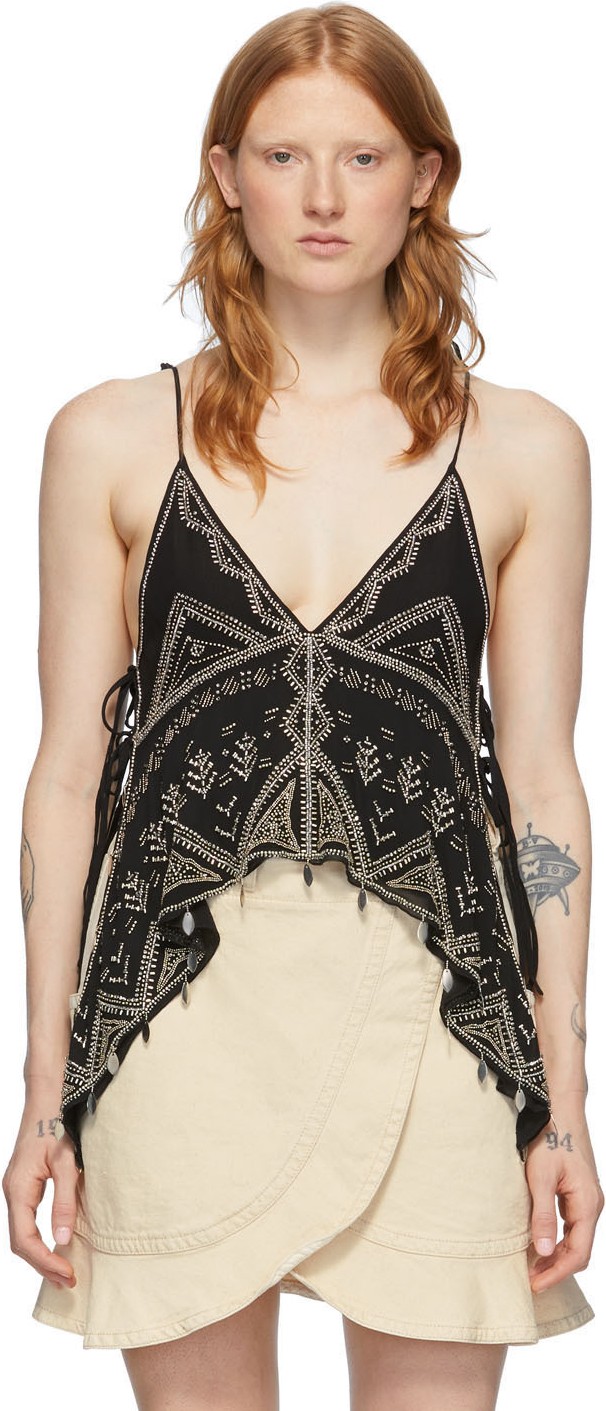 Isabel Marant Black Silk Jocea Tank Top