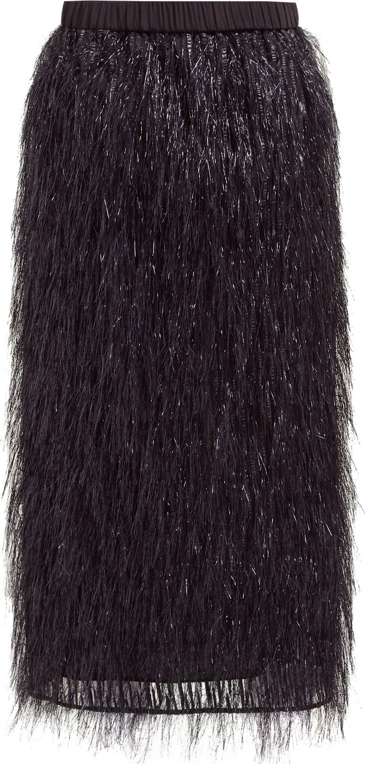 Raey Elasticated-waist tinsel midi skirt