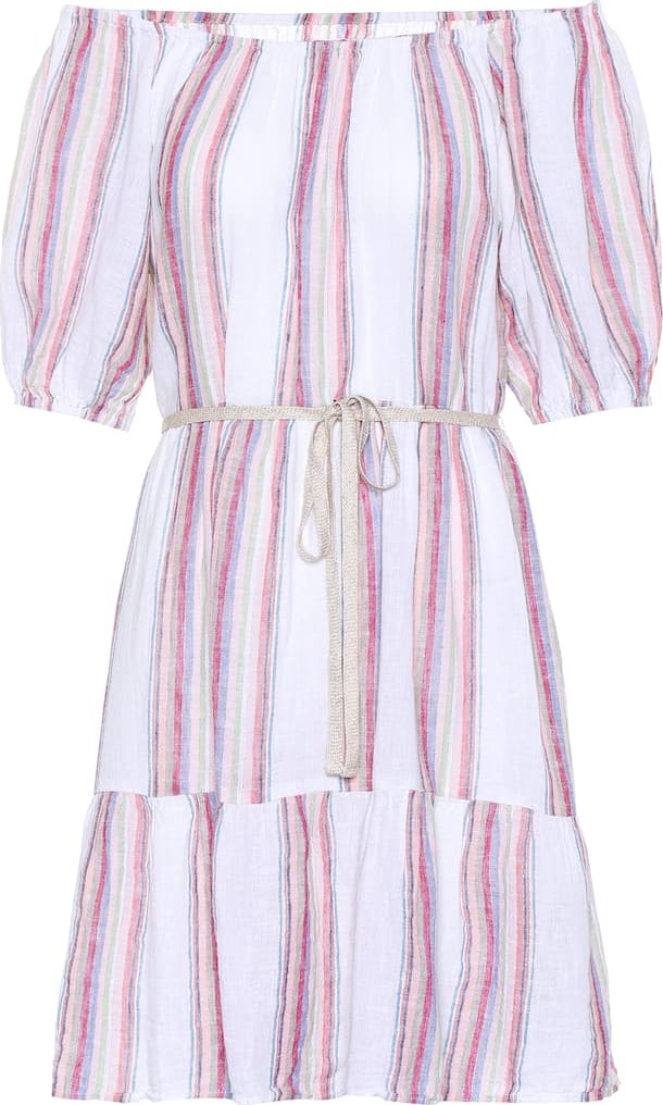 Velvet By Graham & Spencer Cinthia striped linen-blend minidress
