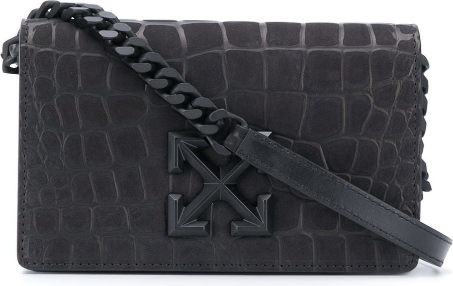 Off White - Arrows motif crocodile-effect crossbody bag