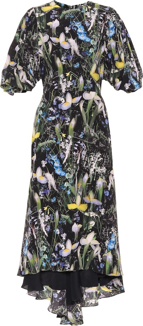 Alexander McQueen Asymmetric floral silk dress