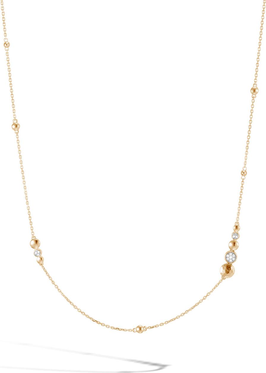 John Hardy 18k Dot Hammered Station Necklace w/ Diamonds
