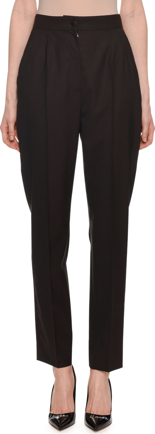Dolce & Gabbana High-Rise Pleated Front Straight-Leg Wool Pants