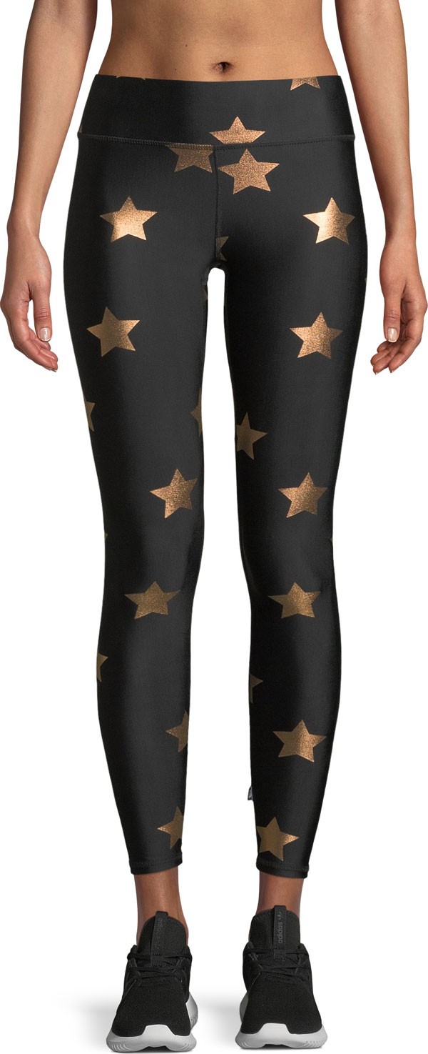 Terez Star Foil Printed Tall Band Performance Leggings