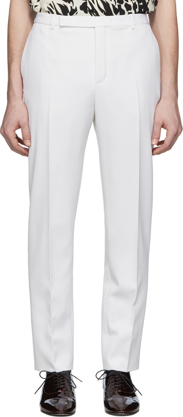 Saint Laurent White Wool Tapered Trousers