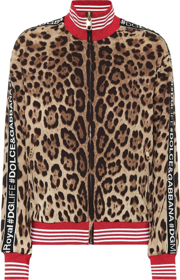 Dolce & Gabbana Leopard stretch silk track jacket