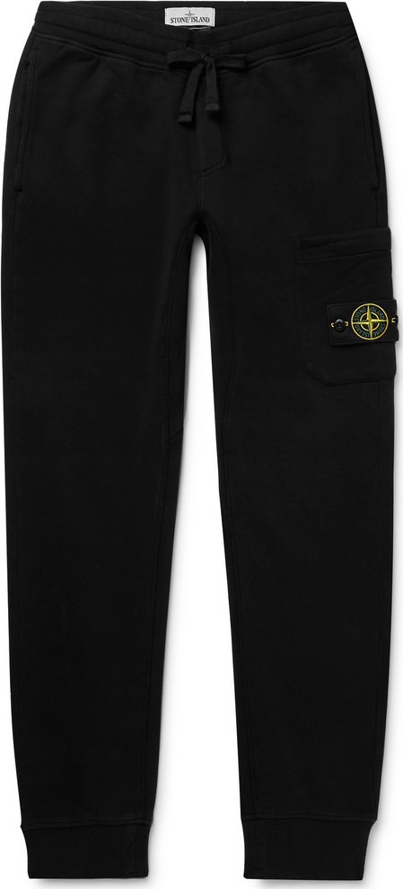 Stone Island Logo-Appliquéd Slim-Fit Tapered Fleece-Back Cotton-Jersey Sweatpants