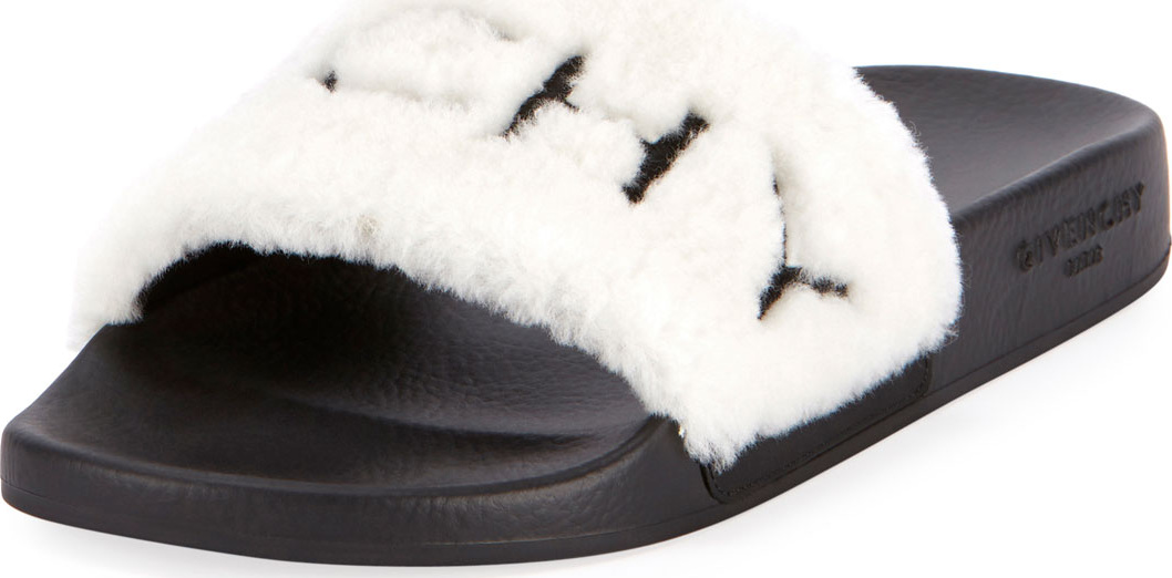 Givenchy Shearling Pool Slide Sandals
