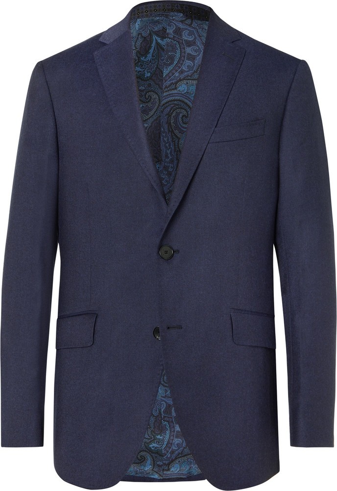 Etro Navy Wool-Hopsack Blazer