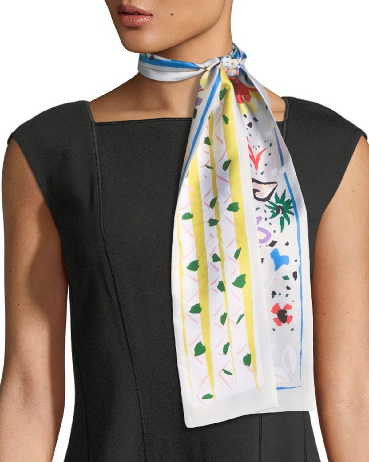 Jane Carr The Stripe Garconne Skinny Silk Twill Scarf