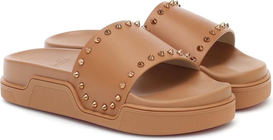 Christian Louboutin Pool Stud embellished leather slides