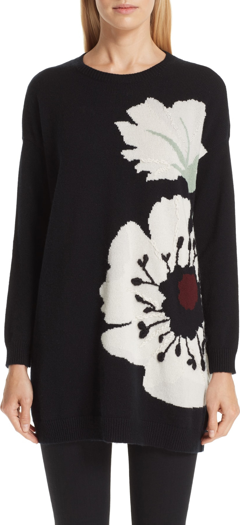 Valentino Cashmere Floral Intarsia Sweater