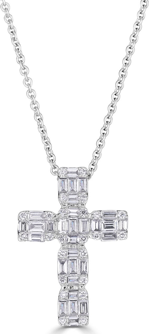 ZYDO Mosaic 18k White Gold Diamond Cross Necklace