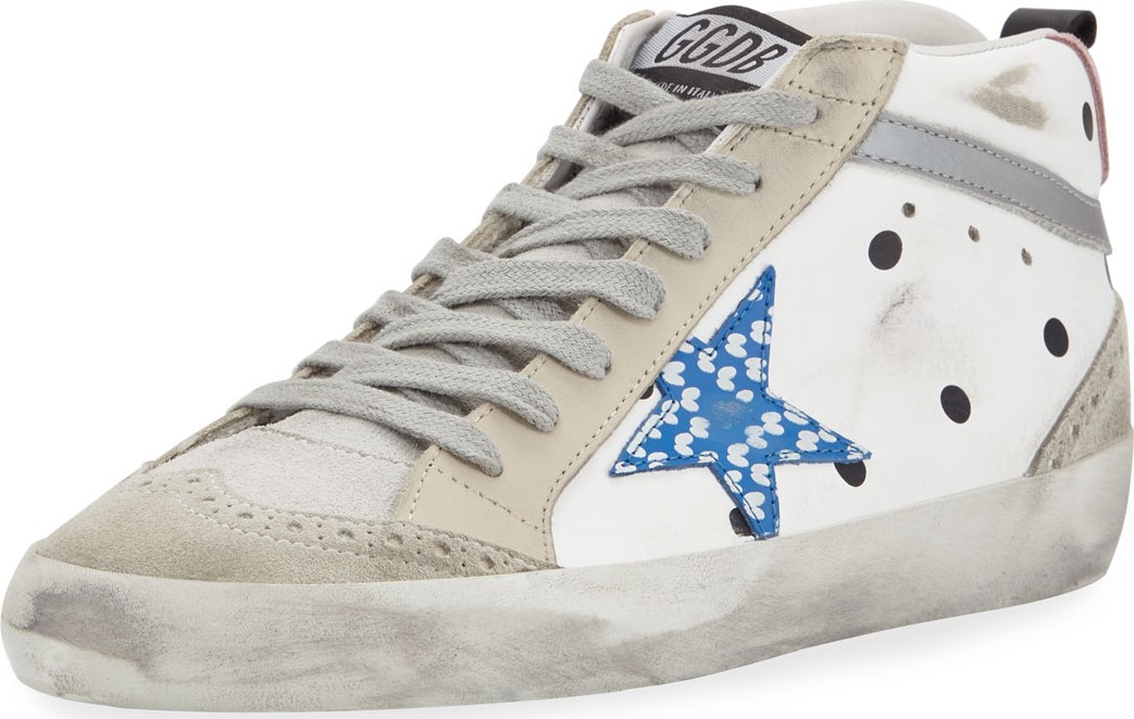 Golden Goose Deluxe Brand Mid Star Dot Leather/Suede Wing-Tip Sneakers