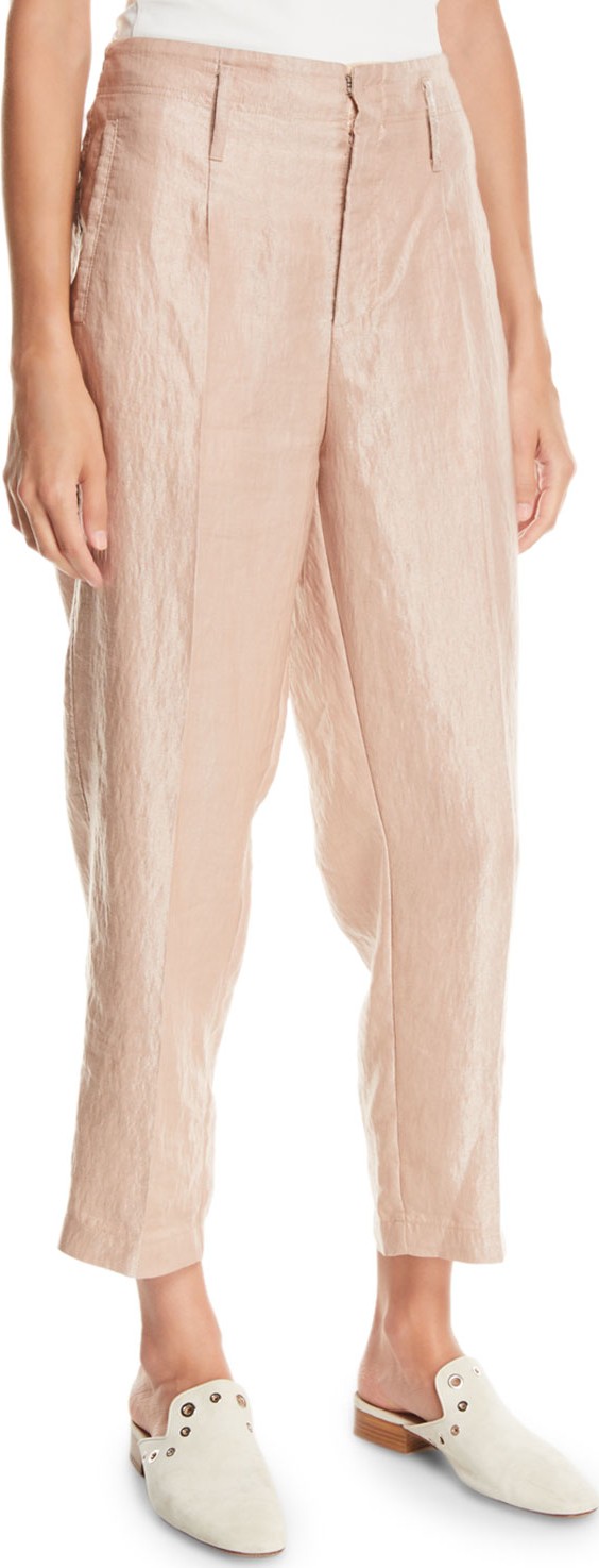 Forte Forte Iridescent Linen Satin Straight-Leg Pants