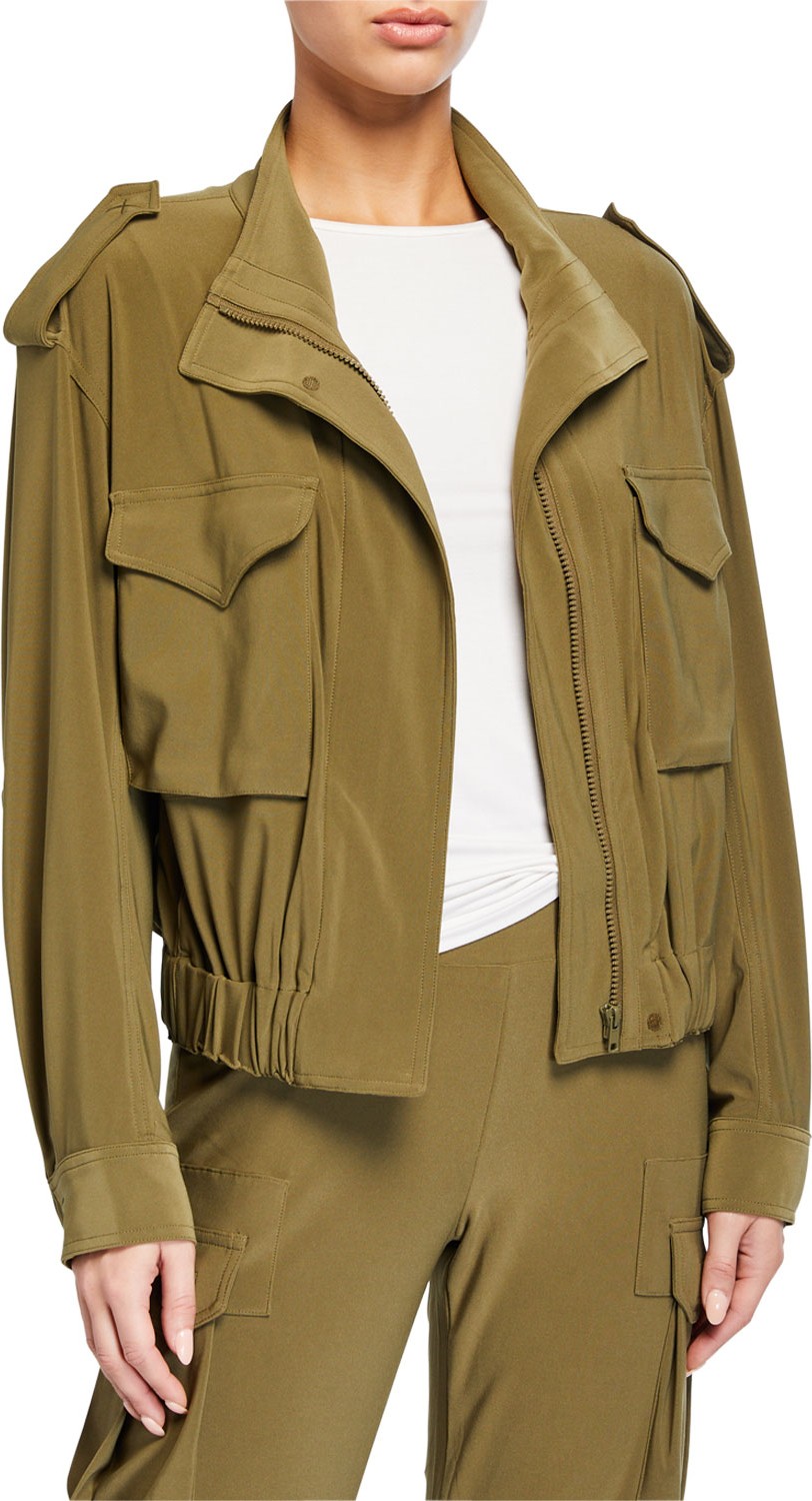 Norma Kamali Cropped Turtle Cargo Jacket