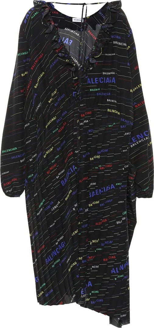 Balenciaga Asymmetric printed silk dress