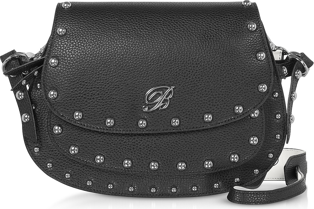 Blumarine Andrea Fluo Black Leather Crossbody Bag