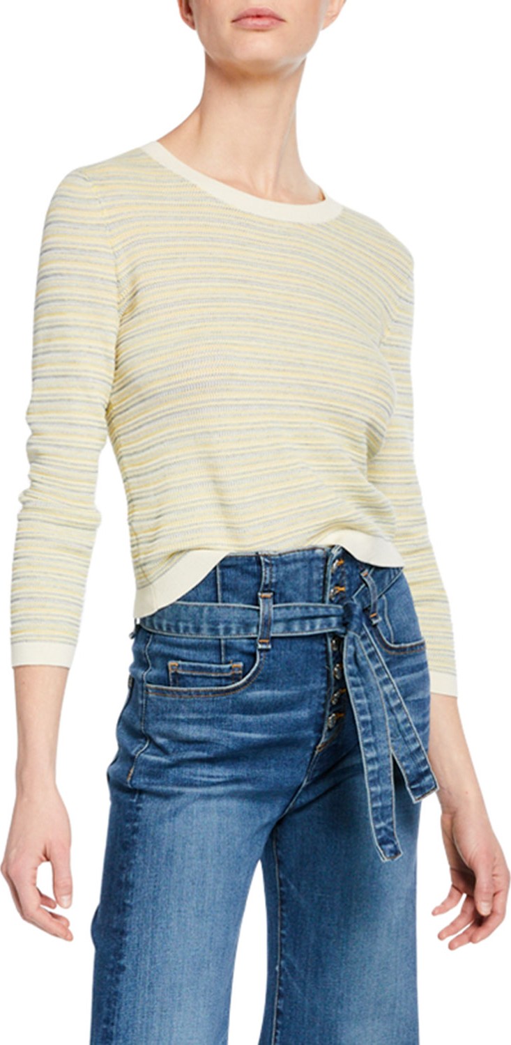 Veronica Beard Boise Striped Bracelet-Sleeve Sweater