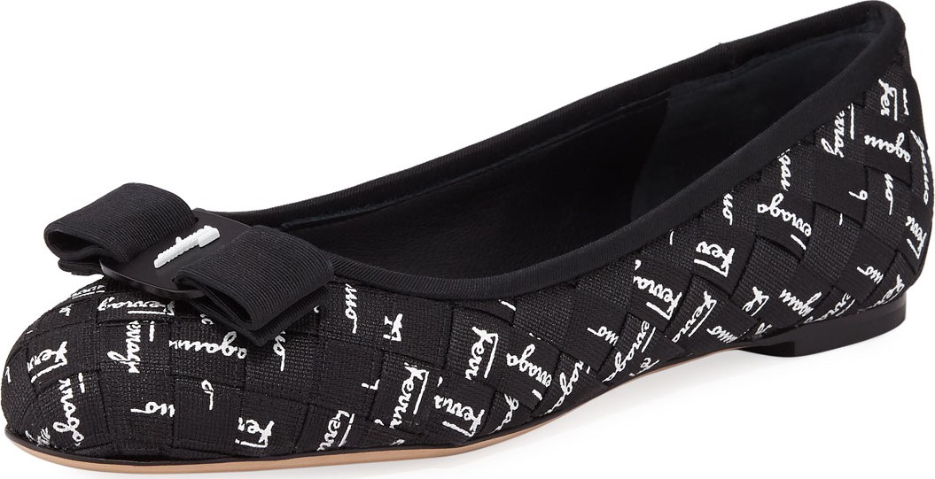 Salvatore Ferragamo Varina Ribbon Logo Ballet Flats