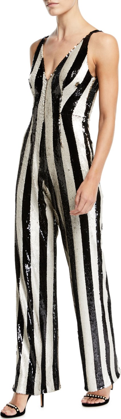 Dress the Population Bobbie Flip Sequin Stripe Jumpsuit