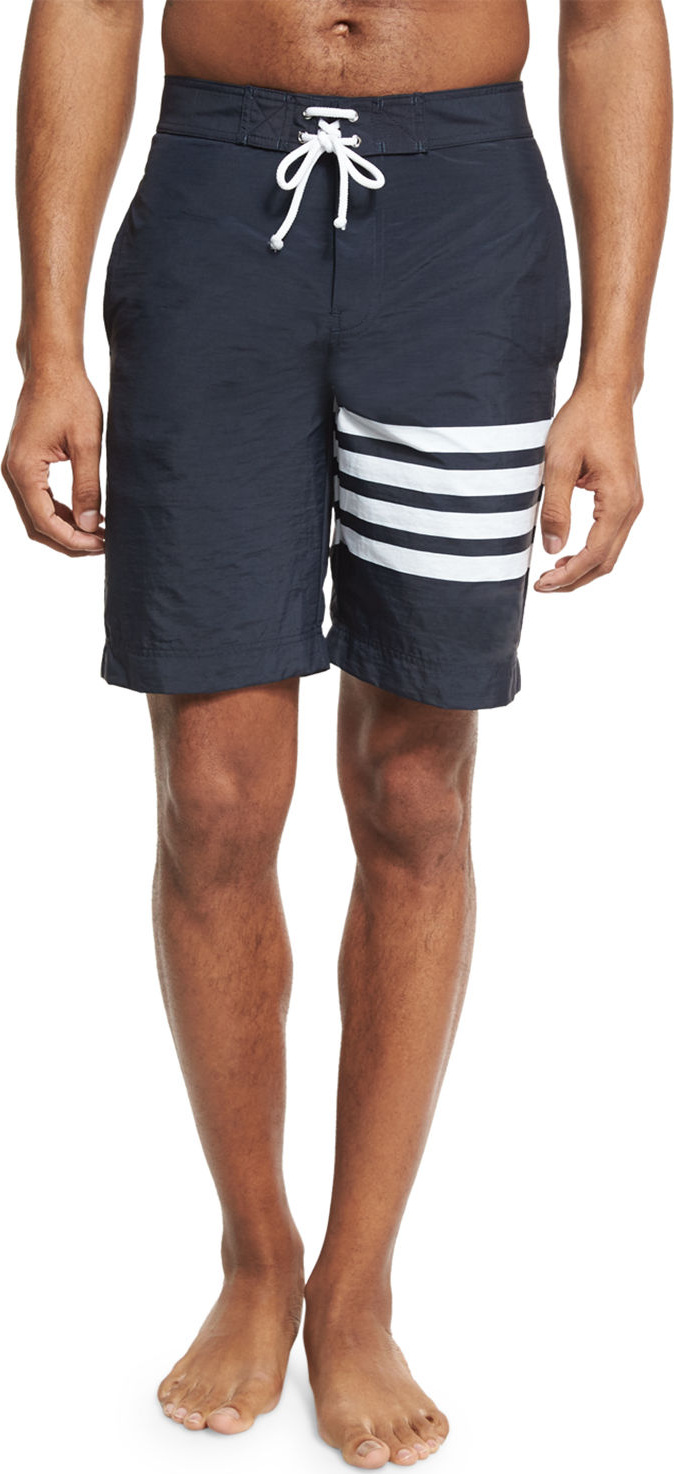 Thom Browne 4-Bar Striped Board Shorts