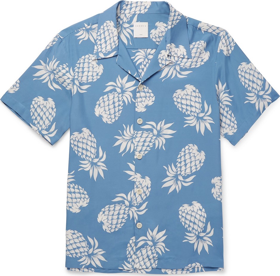 Sandro Camp-Collar Printed Woven Shirt