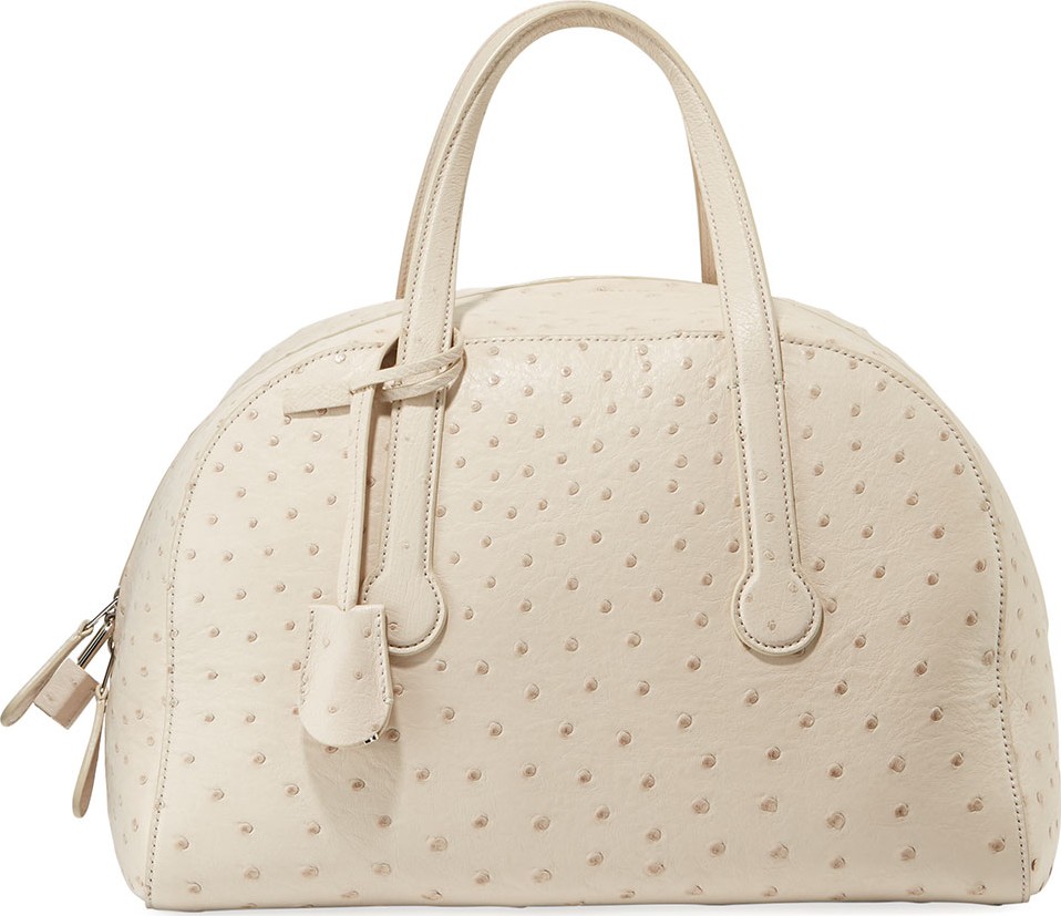 THE ROW Sporty Bowler 12 Ostrich Satchel Bag