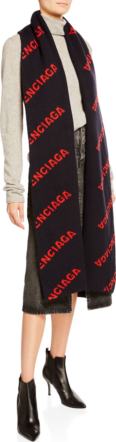 Balenciaga Logo Jacquard Knit Scarf