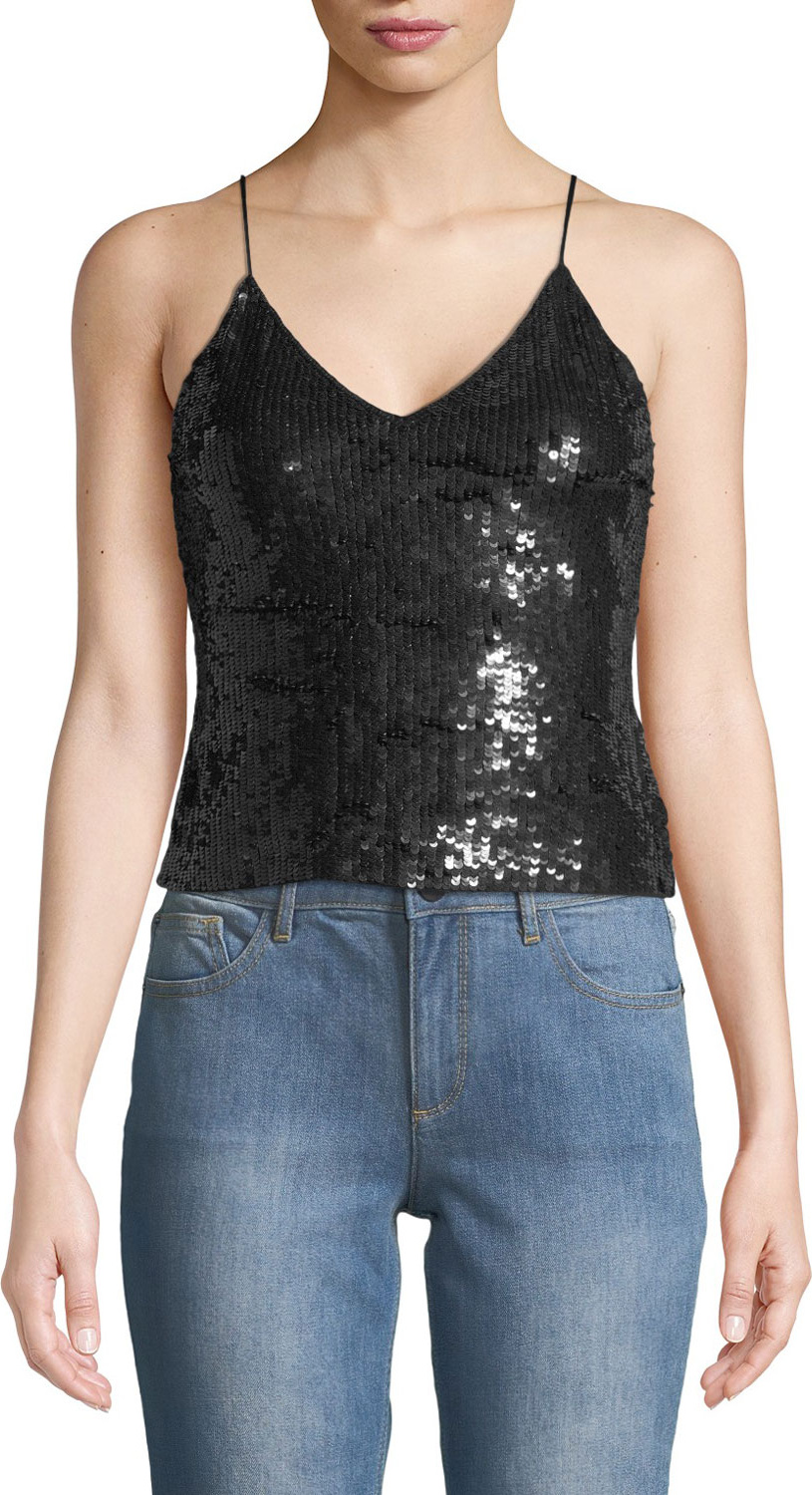 Alice + Olivia Delray Embellished Sequin Tank Top