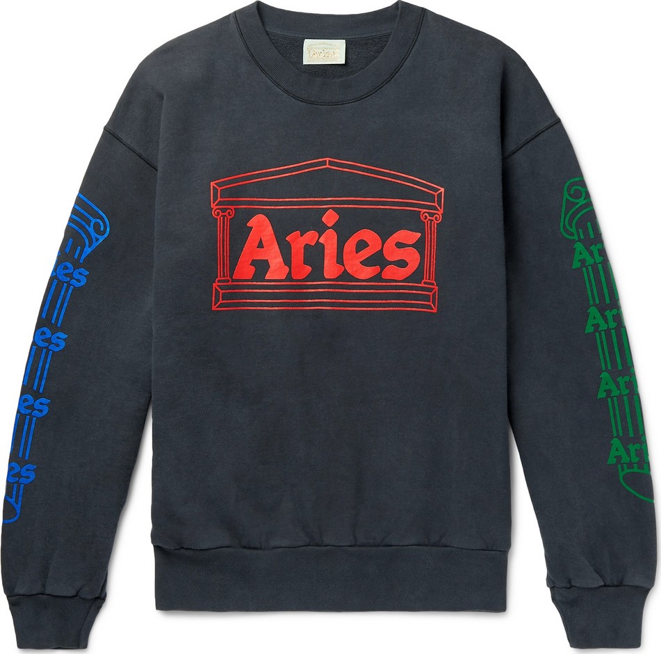 Aries Logo-Print Fleece-Back Cotton-Jersey Sweatshirt