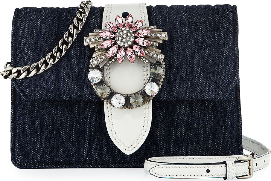 Miu Miu Lady Quilted Denim Shoulder Bag