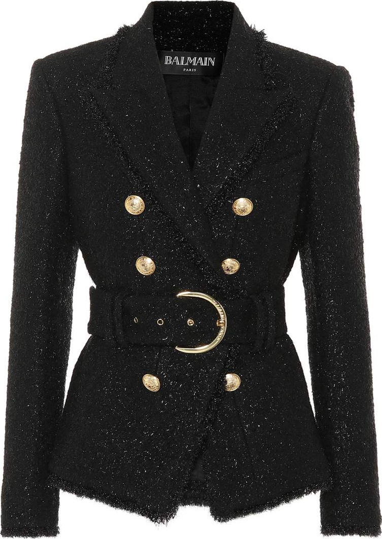 Balmain Belted wool-blend jacket