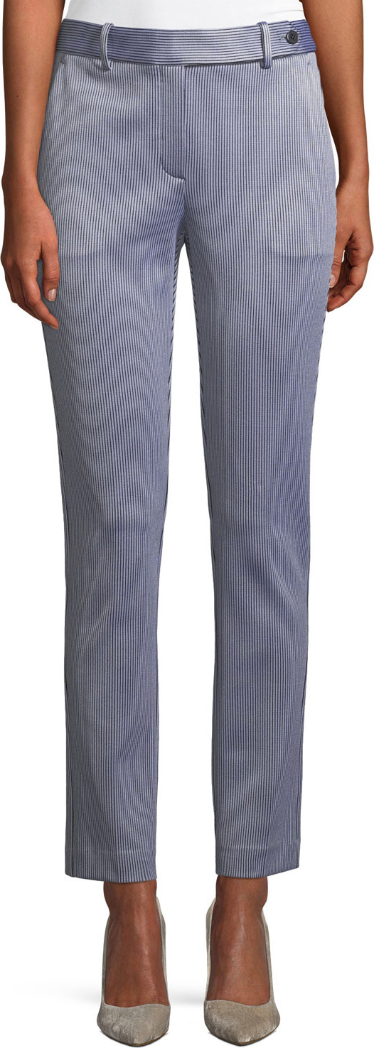Theory Slim Straight-Leg Linear Knit Trousers