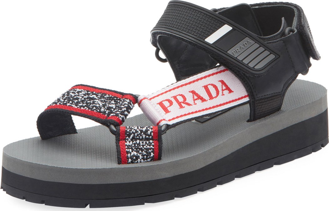 Prada Trek Printed Grip-Strap Sandals