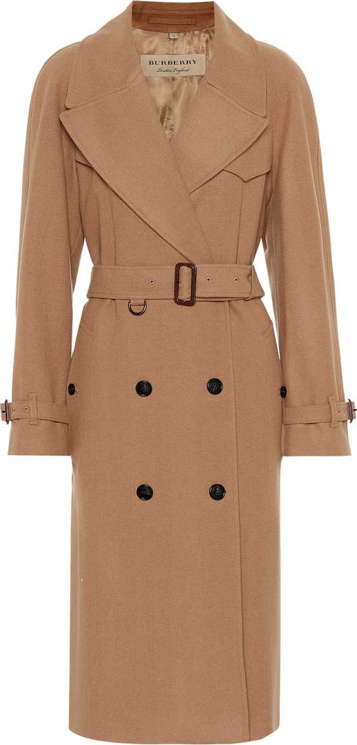 Burberry London England Herringbone wool-blend trench coat