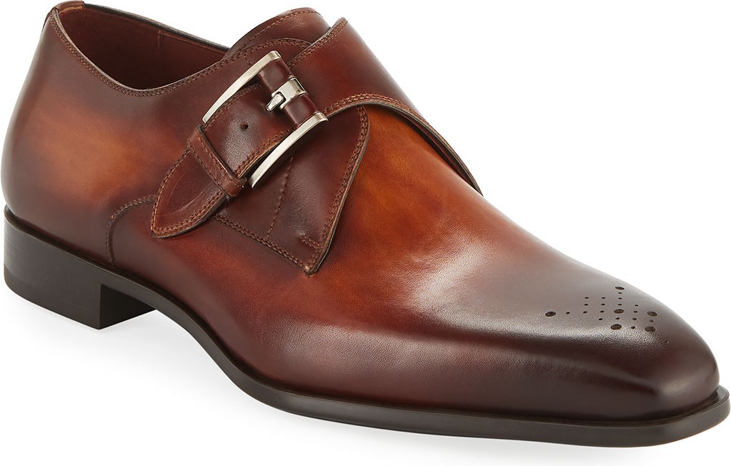 MAGNANNI Men's Single-Monk Leather Shoes