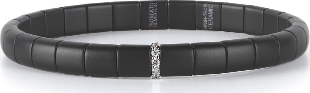 Roberto Demeglio Matte Black Ceramic & 18K White Gold Bracelet with Diamonds, 0.07 tdcw